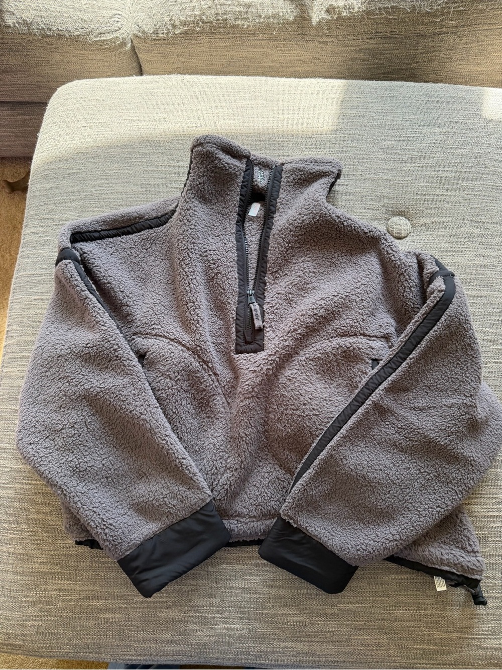 Aritzia Gray Sherpa Half-Zip Pullover Hoodie - Picture 1 of 1